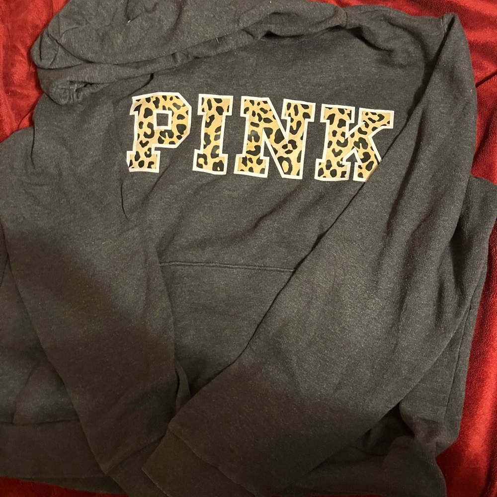 Pink Victoria secret hoodie cheetah print